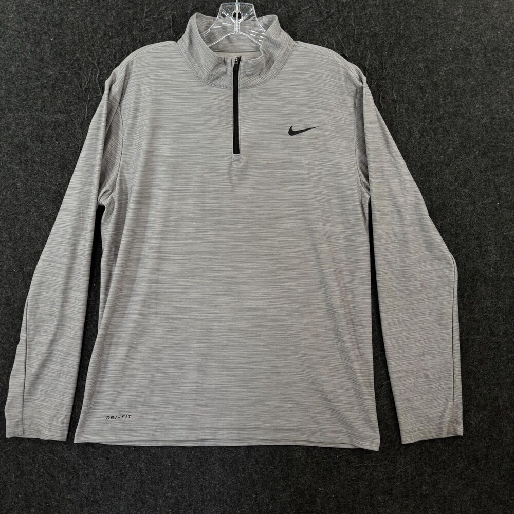 Nike Breathe Pullover Men's Medium Gray Dri-Fit 1/4 Zip Running Shirt 940177-027